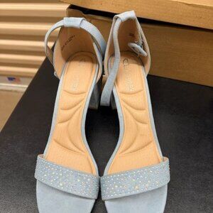 Chase + Chloe Light Blue Heels with Rhinestone Detail